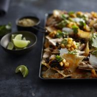 Cheesy Nachos with Spiced Mangos and Chorizo HERO