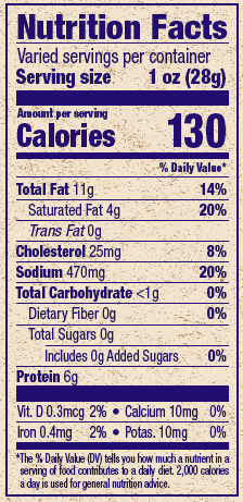 Cacciatore Nutrition Facts