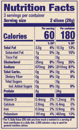 Jamon Serrano Nutrition Label