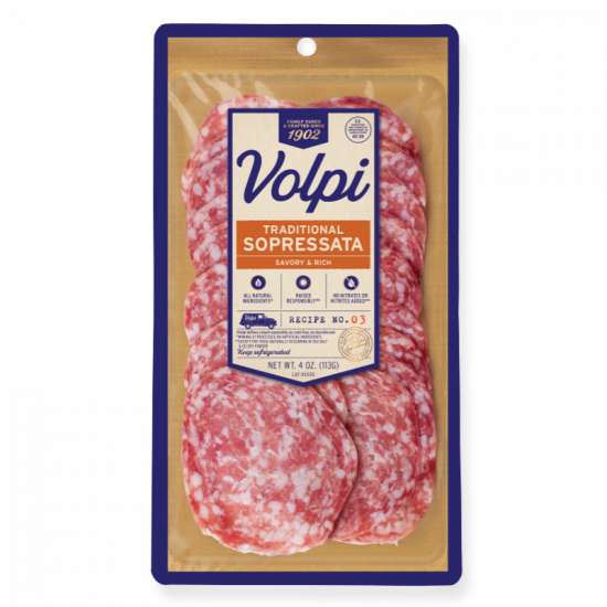 Presliced Sopressata 4oz Traditional Sopressata Volpi Foods 2