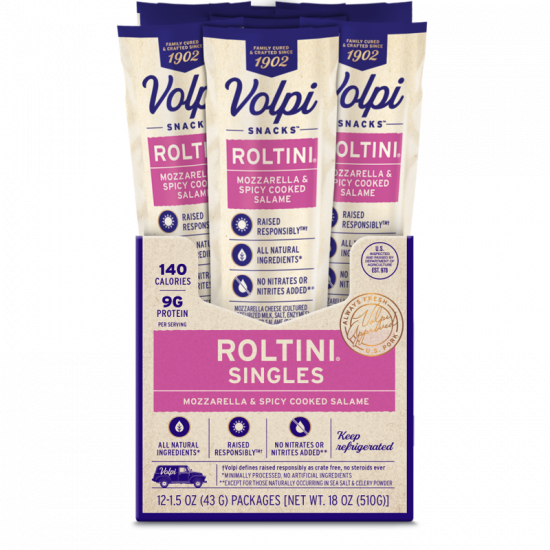 Roltini 12ct Mozzarella And Spicy Cooked Salame 85552 Volpi Snack