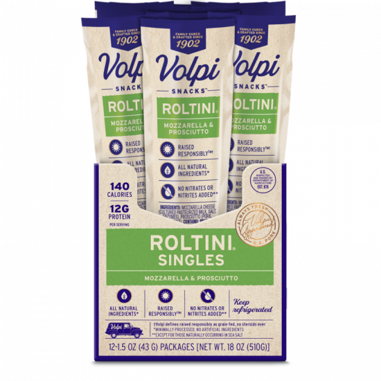 Roltini Mozzarella Prosciutto Singles 12ct Volpi Foods Snack