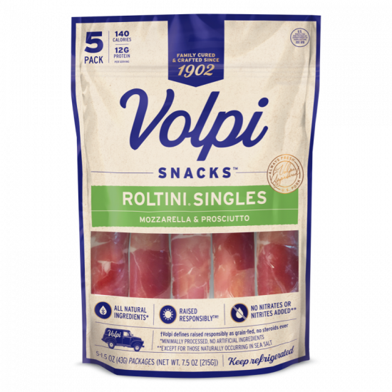 Roltini Singles Mozzarella Prosciutto Volpi Snacks Volpi Foods 1