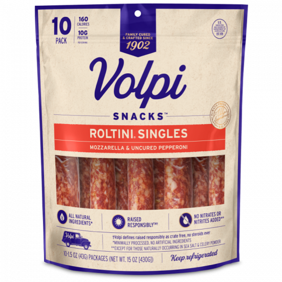 Roltini Singles Mozzarella Uncured Pepperoni Volpi Snacks Volpi Foods
